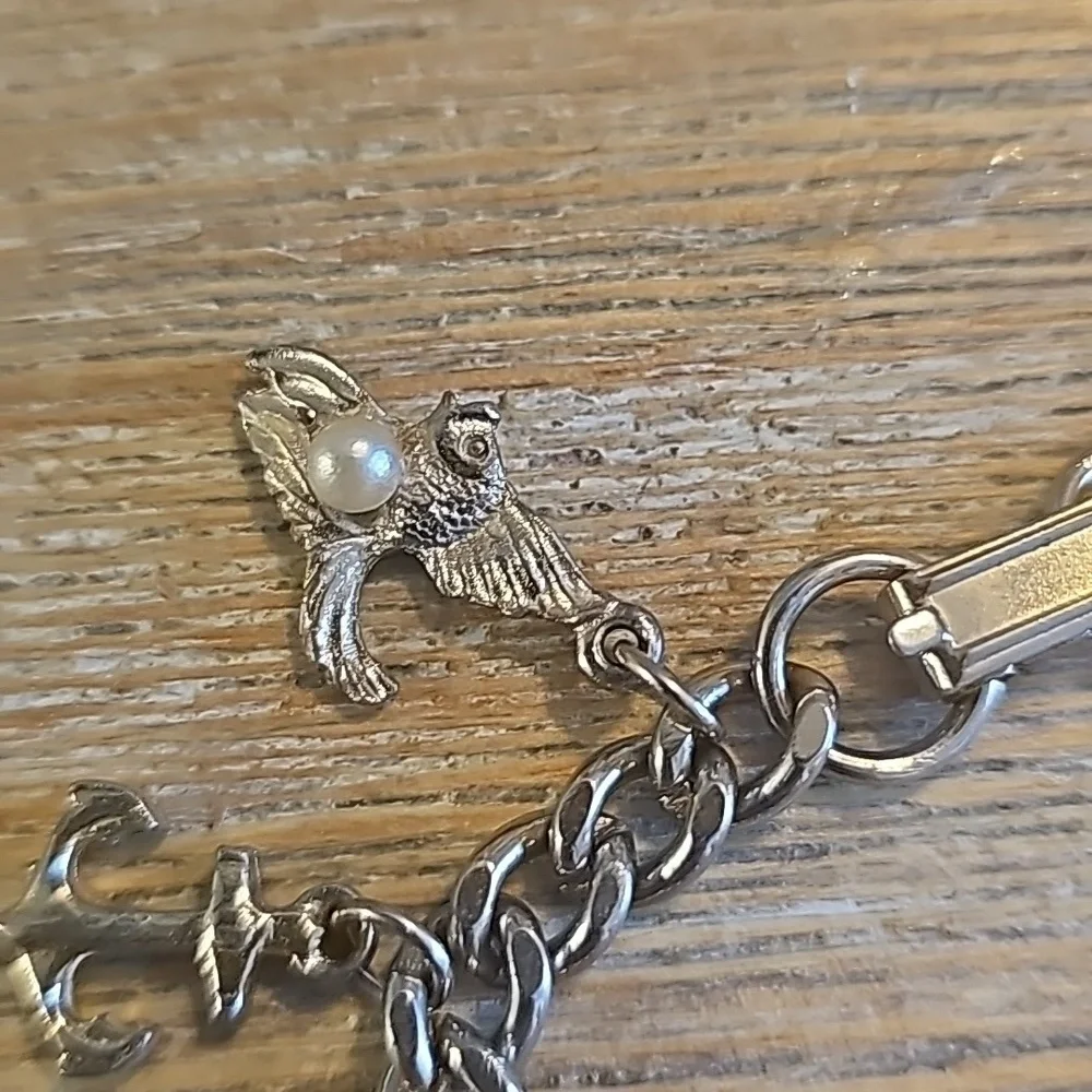 Chunky Charm Bracelet, Vintage Nautical Ocean Vacation Theme, Silvertone